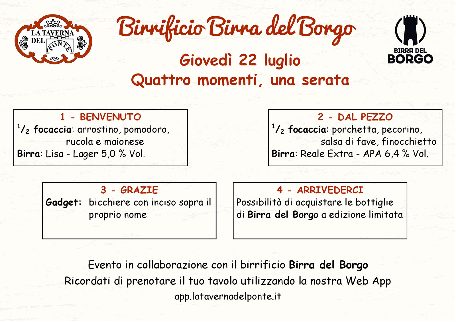 Serata con il birrificio Birra del Borgo